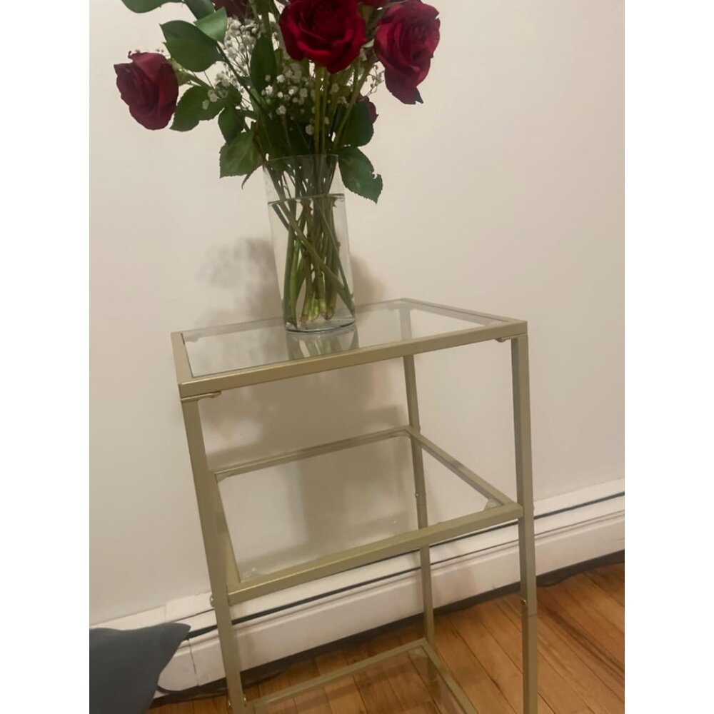 New 3-Tier Side Tables Set of 2 Tempered Glass Tables with Storage for Room - Picture 9 of 12